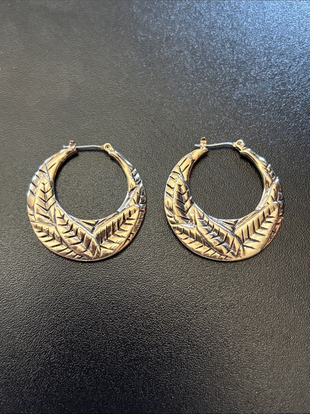 Gold-Tone Leaf Hoop Earrings - Women's Jewelry